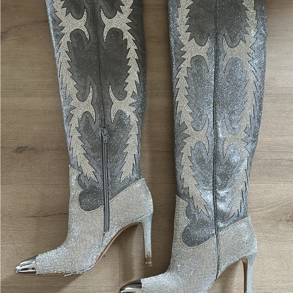 Gianni Bini Rhinestone Cowboy Carter Beyoncé boots Katyanna over the knee